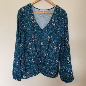 Loft floral teal colored blouse
